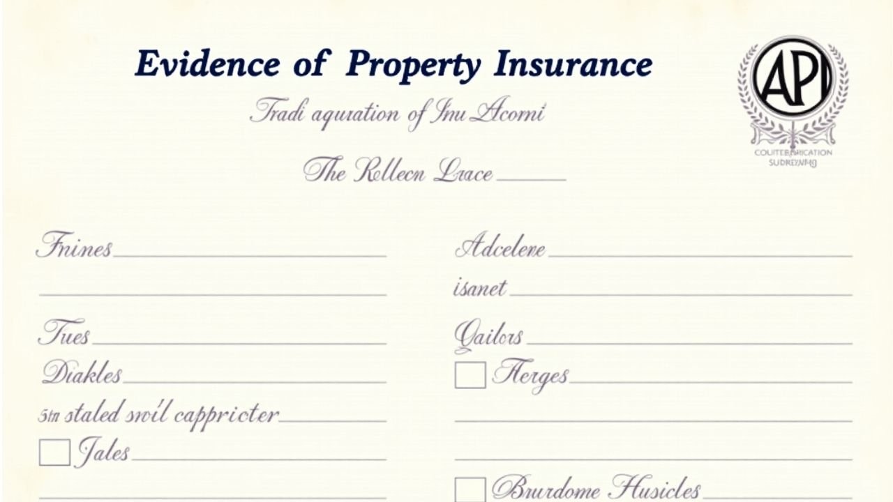 Fillable Evidence of Property Insurance